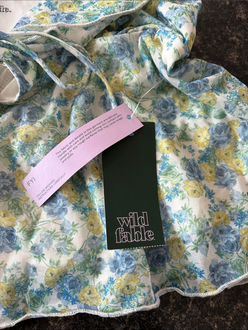 wild fable Blue & Yellow Floral Ruffle Tie-Front Cami - Picture 3 of 5